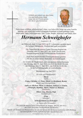 Nachruf HFM Hermann Schweighofer